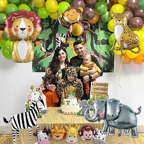 Jungle Safari Animals Balloons, Jungle Safari Theme Birthday Party Decorations, Lions Zebra Elephant Monkey Leopard Foil Balloons for Kids Boys Wild One Zoo Birthday Baby Shower Party Decor Supplies thumbnail 6