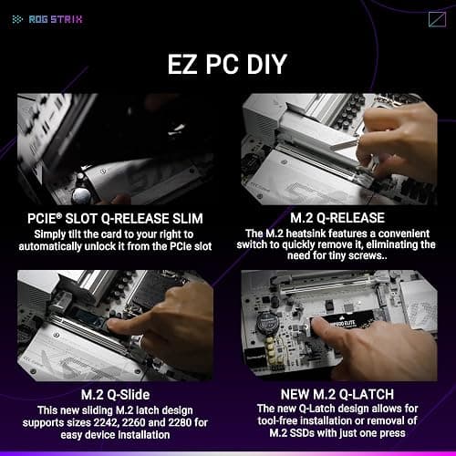 ASUS ROG Strix B860-G Gaming WiFi mATX motherboard, Advanced AI PC-ready, 14+1+2+1 power stages, DDR5 slots, PCIe 5.0, four M.2 slots, WiFi 7, AI Networking II, Aura Sync RGB lighting. thumbnail 5