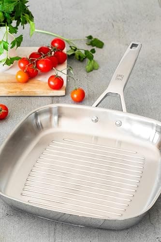 Bra Signature Stainless Steel Grill Pan 24cm. Suitable for All Hobs and as Induction Hob Griddle Pan. Fully Stainless Steel with Stripes. Non Toxic Cookware thumbnail 7
