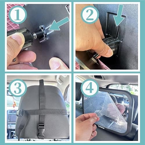 Funbliss Baby Car Mirror for Rear Facing Seat,360° Rotation, Safety CertifiedShatterproof Acrylic Glass, Clear Wide View,Infant Car Mirror for Car Seat Rear Facing,Baby Vehicle Mirror - 1pack thumbnail 7