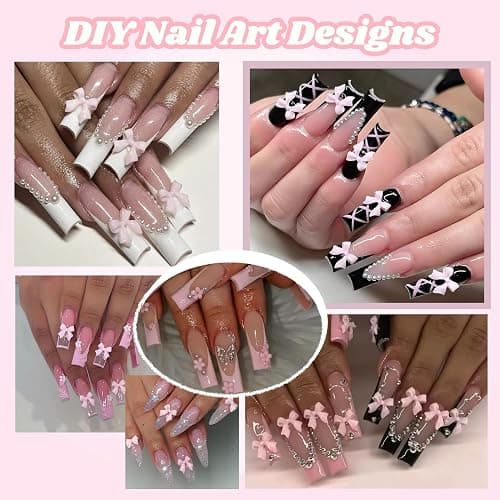 3D Flowers Nail Charms Y2K Kit, Metal Butterfly Cherry Colorful Bow Nail Charms for Nails Art Gems, Flatback Pearls Charms for Nails Bows Manicure DIY Crafts Jewelry Nail Accessories thumbnail 5
