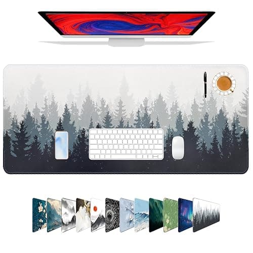 Galdas Mouse Pad For Gaming,Forest Background Pattern XXL XL Large Mouse Mat Long Extended MousePad Desk Mat Non-Slip Rubber Mice Pads Stitched Edges Thin (31.5 x 11.8 x 0.12 Inches) Tree - Image 1