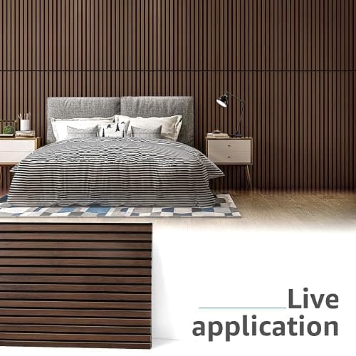 Art3d 4 Pack 47.2 x 23.6in. Wood Slat Acoustic Panels for Wall and Ceiling - 3D Fluted Sound Absorbing Panel with Wood Finish - Dark Walnut thumbnail 2