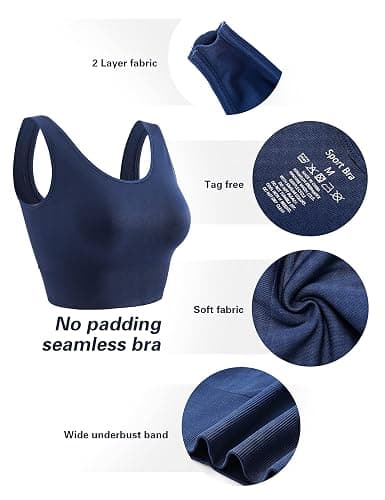 SPRIMEMONG Women's Light Support Sport Bra Wireless Longline Comfy Bra-Seamless Yoga Crop Tops thumbnail 7