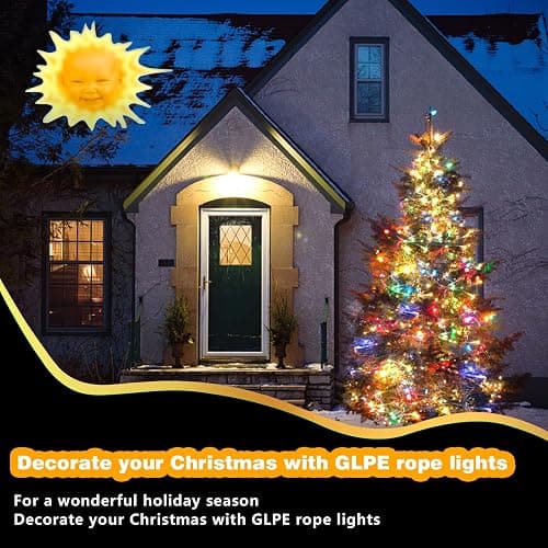GLPE Solar String Lights Outdoor Waterproof LED,66ft 200 LED Rope Lights Solar Powered,8 Modes Multicolor Fairy Lights with Remote for Christmas Garden Patio Deck Backyard Pool Trampoline thumbnail 5