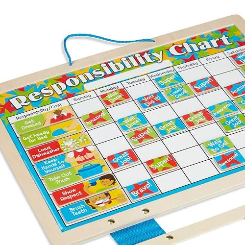 Melissa & Doug Magnetic Wooden Responsibility Chart Toddler Routine, Kids Reward Board, Chores Chart, Responsibility Tool for Kids Ages 3+ thumbnail 4