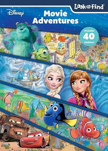 Disney Frozen, Cars, Dory, Nemo, and More! - Movie Adventures Look and Find Activity Book with Stickers - PI Kids - Image 1