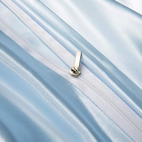 P Pothuiny 3 Pieces Satin Duvet Cover Twin/Twin XL Size, Luxury Silky Like Baby Blue Duvet Cover Bedding Set with Zipper Closure, 1 Duvet Cover + 2 Pillow Cases (No Comforter) - Twin/Twin XL - Baby Blue (No Comforter) thumbnail 5