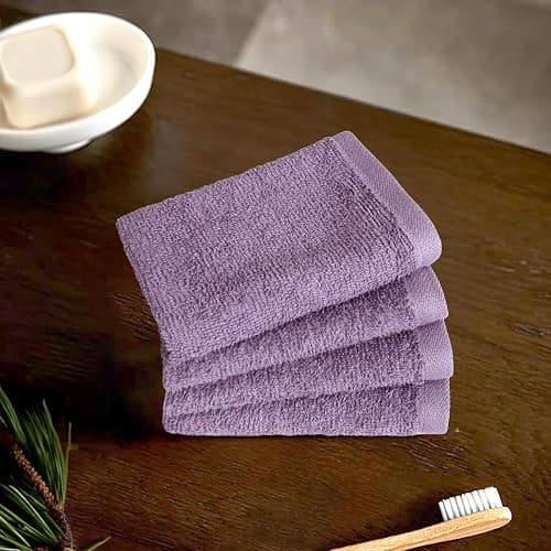 Amazon Basics washcloth for bathroom, 100% Cotton Extra Absorbent , Fast Drying - salon towels - 24-Pack, Petal Pink, Lavender, White, 12 x 12 in thumbnail 6