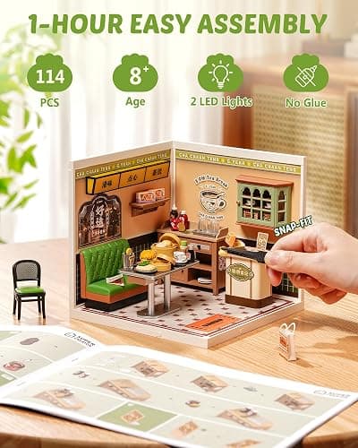 Rolife Super Creator Series, DIY Mini Hong Kong Bites Cafe Dollhouse House Kit, Bulid Scenary for Action Collectible Figures, Creative Gifts for Women Adults thumbnail 8