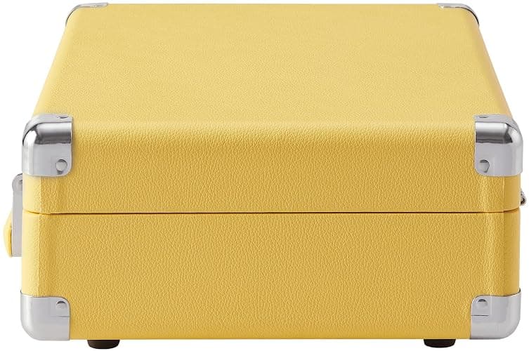Crosley CR8005F-LY Cruiser Plus Vintage 3-Speed Bluetooth in/Out Suitcase Vinyl Record Player Turntable with Built-in Speakers, Lemon Yellow thumbnail 10