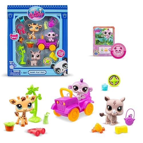 Littlest Pet Shop, Safari Play Pack - Gen 7, Pets #53,#54, #55, Authentic LPS Bobble Head Figure, Collectible Imagination Toy Animal, Kidults, Girls, Boys, Kids, Tweens Ages 4+ - Image 1