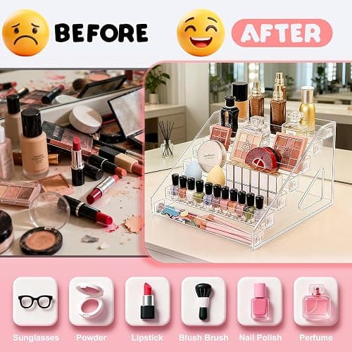 ShunChengFa Nail Polish Storage Box Makeup Organizer Cosmetics Storage Transparent Easy to Assemble 7 Layers thumbnail 6
