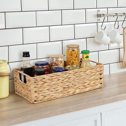 LotFancy Bathroom Basket, 2 Pack Water Hyacinth Toilet Paper Basket, Hand Woven Back of Toilet Organizer for Toilet Tank Top Countertop, Wicker Baskets for Shelves thumbnail 7