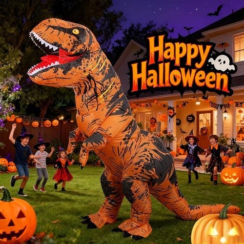 JASHKE Inflatable Dinosaur Costume for Adult Halloween Dinosaur Costumes Blow up T rex Costume for Adults thumbnail 3