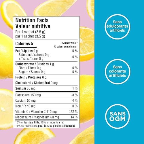 Organika Canadian-Made Electrolytes Powder- Pink Lemonade Sachets- On the Go Sugar Free Hydration and Electrolyte Replenishment with Prebiotics and Vitamin C 3.5g x 20ct thumbnail 7