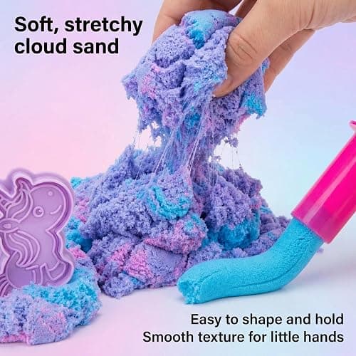Carolart Unicorn Cloud Sand Sensory Kit, Sand Toys for Kids, Play Sand | Treasure chest unicorn toys with cloud clay, moldable sensory play sand, gift for girls boys ages 3+, travel sensory toy thumbnail 5