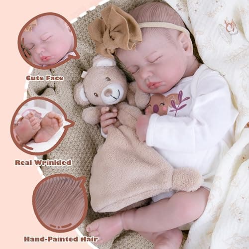 Milidool Lifelike Reborn Baby Dolls-20 inch Sleeping Realistic Newborn Baby Dolls, Soft Cloth Body with Feeding Toy for Kids Age 3 + thumbnail 7