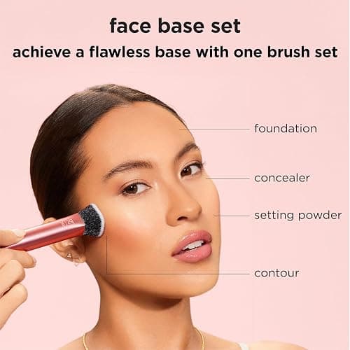 Real Techniques 4 Piece Face Base Makeup Brush Set, For Concealer, Foundation, Contour, & Setting Powder, Makeup Brushes For Blending & Buffing, & Sculpting, Travel Friendly, Gift Set, Cruelty-Free thumbnail 2