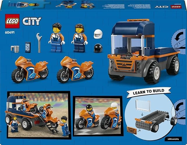 LEGO City Motorradtransporter - Spielzeug zur Förderung der Feinmotorik mit Transporter, 2 Motorrädern, 2 Minifiguren, Rampe und Zubehör - Geburtstagsgeschenk für Jungen ab 4 Jahren - 60491 thumbnail 12