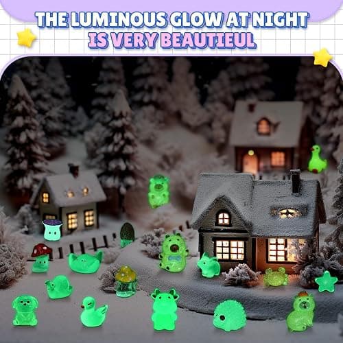 Vicenpal 360 Pcs Luminous Mini Resin Animals Miniature 32 Set Tiny Resin Bulk Glow in The Dark Capybara Duck Little Rabbit Bird Turtle Figurines Accessories for Aquarium Fairy Garden Bonsai Decor thumbnail 7