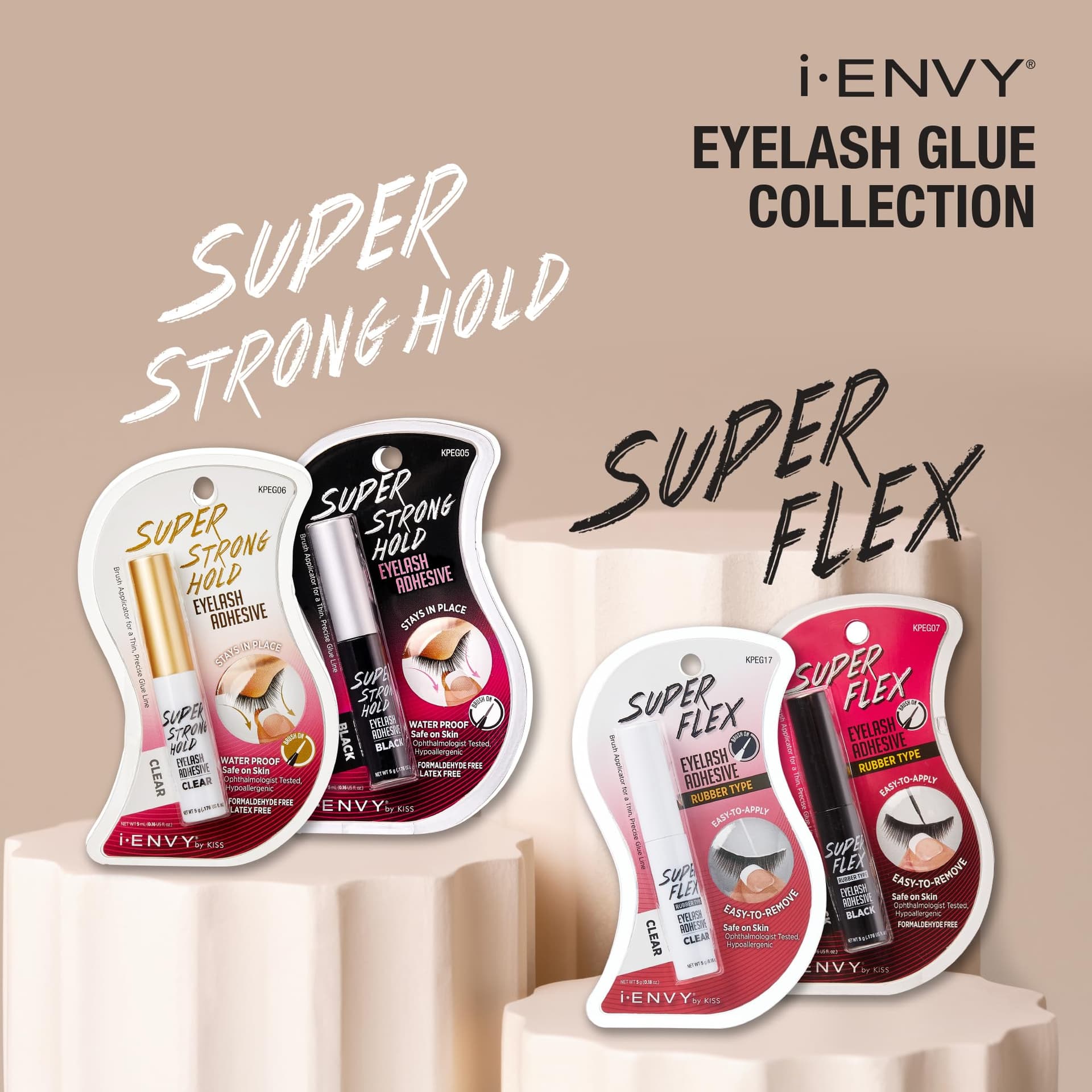 Kiss I Envy Super Strong Hold Eyelash Adhesive Latex Free [Clear] Kpeg06 - 0.18 Fl Oz (Pack of 1) - Clear thumbnail 4