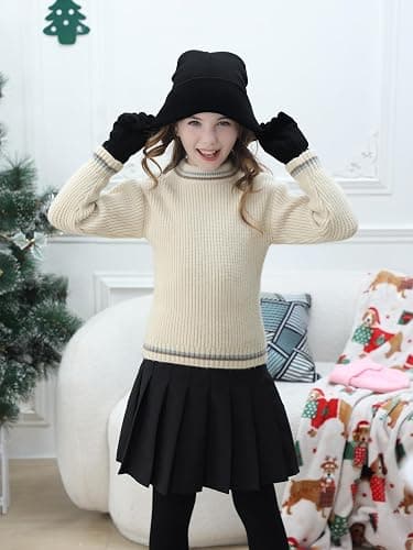 Glooarm 6 Pack Kids Beanies Hats Gloves Set, Kids Winter Hats Full Finger Gloves for Boys Girls thumbnail 7