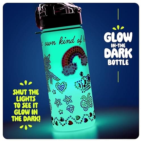 Dan&Darci Decorate Your Own Glow-in-the-Dark Water Bottle Kit for Girls - Birthday Gifts for Girl Ages 4-6 5-7 6-8 - 4 5 6 7 8 Year Old Birthday Gift Ideas - Arts and Crafts for Kids Age 6-8 thumbnail 3