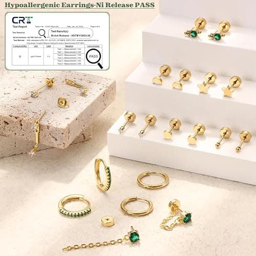 Hypoallergenic Flat Back Earrings for Women-Cartilage Earring Sets for Multiple Piercing 20G Surgical Stainless Steel Earring Stacks Small Hoop Flatback Stud Earrings thumbnail 6