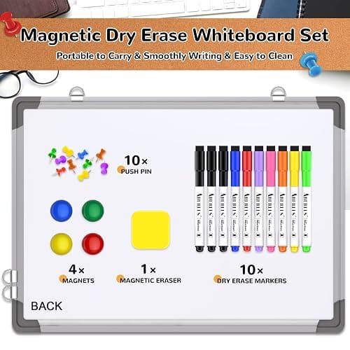 Monthly Calendar Whiteboard Dry Erase Cork Board Combination for Wall, 17"x13" Magnetic Dry Erase Board, Double-Sided White Board, Portable Board for Office, Kitchen, Planning, Memo, School, Home thumbnail 5