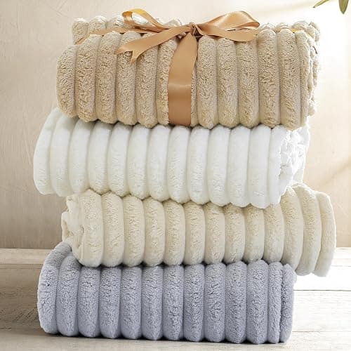 decorUhome Christmas Soft Fleece Black Blanket Queen Size for Bed, Cozy Fluffy Plush Flannel Large Striped Throws for Couch Sofa, Lightweight Decorative Fuzzy Blanket for Woman, 90x90 Inches thumbnail 8