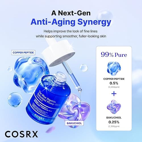 COSRX The Blue Copper Peptide Bakuchiol Serum, Glow & Plumping, 1.69 Fl Oz | GHK-Cu 5 Multi Peptide with Collagen, Anti-Aging Serum, Glow & Plump Serum for Skin Hydration & Elasticity, Korean Skin Care thumbnail 4