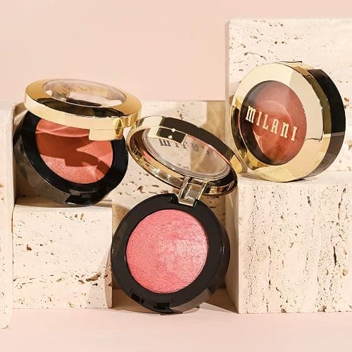 Milani Baked Blush, Powder Blush for Cheeks, Cruelty Free Makeup - Shape, Contour & Highlight Face for a Shimmery or Matte Finish -Dolce Pink thumbnail 10