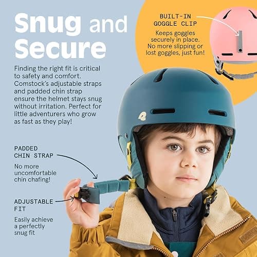 Comstock Kids Ski & Snowboard Helmet with ABS Shell, EPS Impact Protection & 10 Cooling Vents - Adjustable Winter Sports Gear, Goggle Clip thumbnail 5