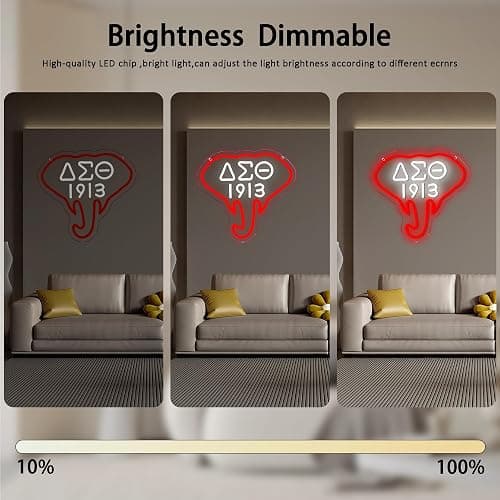 Gippro 1913 Sorority Neon Sign, Dimmable Led Red Elephant Sorority Neon Lights for Wall Decor, Led Sign Greek Letters USB Powered 1913 Sorority Gifts for Party Female Friend Gift(11.8 * 11in) thumbnail 4
