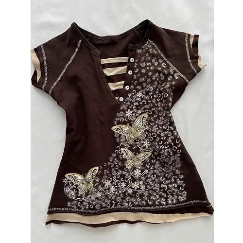Y2k Fairy Grunge 2000s Short Sleeve Top Whimsy Twee Harajuku Emo Scene Clothes Vintage Mcbling Alt Fairycore Shirt thumbnail 3