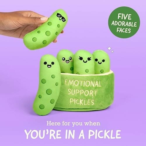Emotional Support Pickles by Relatable, Cuddly Stuffed Animals and Toys, Squishy Toys and Plushies, Perfect Funny Pickle Gifts for Loved Ones of All Ages, Includes 5 Plushies with Carrying Basket thumbnail 4