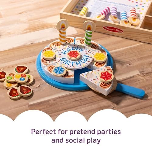Melissa & Doug Birthday Party Cake - Wooden Play Food with Mix-n-Match Toppings and 7 Candles thumbnail 4