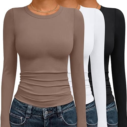 AUTOMET 3 Pack Womens Long Sleeve Basic Shirts Underscrub Compression Tops | Y2K street look,high stretch,buttery-soft,gym to club staple,pairs with cargo or jeans,daily chic staple - Image 1