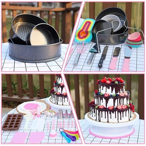 Cake Decorating Supplies Kit 464 Pcs with Non-Slip Cake Turntable and Springform Cake Pans，Icing Piping Tips Set，Chocolate Mould & Muffin Cups，Baking Supplies for Beginners and Cake Lovers thumbnail 9