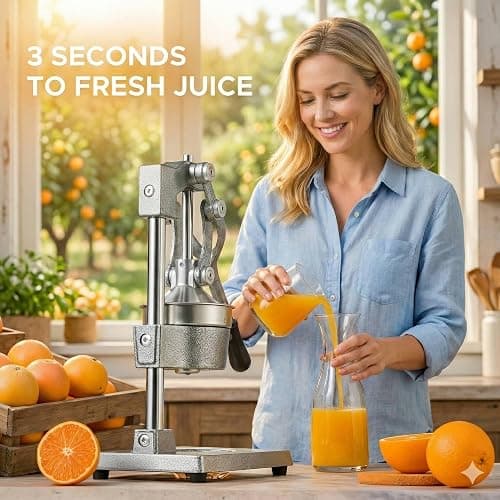 CO-Z Manual Citrus Juicer, Commercial Grade Cast Iron Orange Juicer, Professional Heavy Duty Juice Press with Removable Strainer, Manual Juice Extractor for Orange Lemon Pomegranate Citrus, Gray thumbnail 2