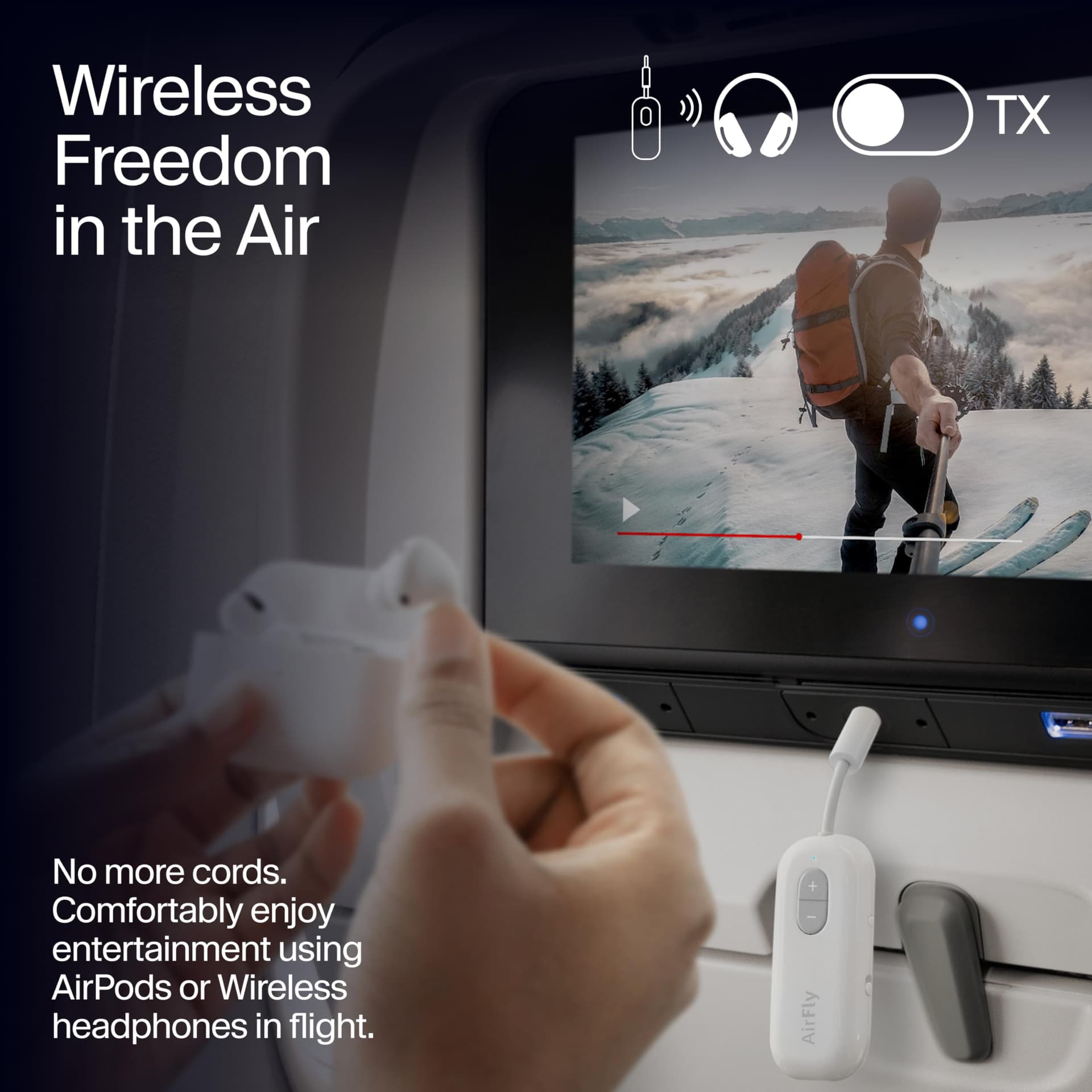 Twelve South 4353 Airfly SE | Wireless Transmitter/Receiver with Audio Sharing for Up to 2 Airpods/Wireless Headphones to Any Audio Jack for use On Airplanes, Boats or in Gym, Home, Auto thumbnail 5