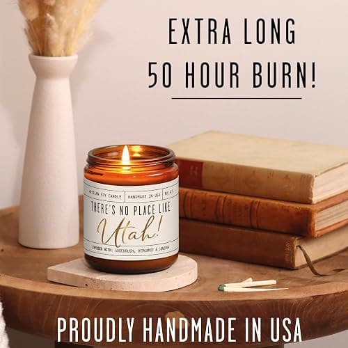 Utah Gifts, Utah Decor for Home - 'There's No Place Like Utah Candle, w/Sagebrush, Bergamot & Juniper I Utah Souvenirs I Utah State Gifts I 9oz Jar, 50Hr Burn, USA Made thumbnail 7