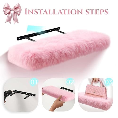 Pink Floating Shelves, Fluffy Wall Shelf for Girls Bedroom Vanity Decor | 16 IN Plush Fur Covered Shelves, Cute Girl Room Decor, Perfume Makeup Display Organizer, Stylish Aesthetic Wall Storage thumbnail 7