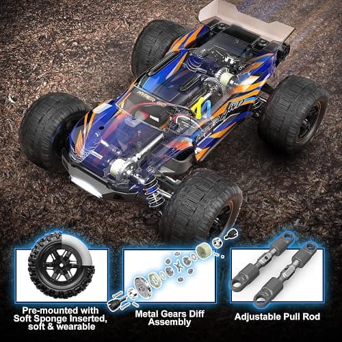 HYPER GO H16DR 1:16 Scale Ready to Run Fast Remote Control Car, High Speed Jump RC Monster Truck, Off Road RC Cars, 4WD All Terrain RTR RC Truck with 2 LiPo Batteries for Boys and Adults thumbnail 3