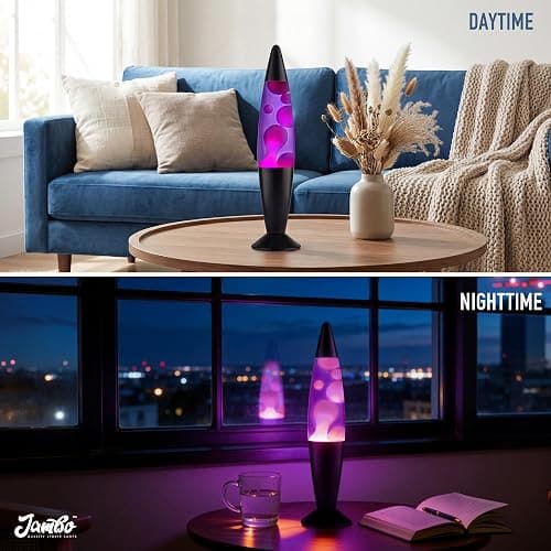 JAMBO 16" Beautiful Lamp- Purple with White/Pink Wax, Relaxing Liquid Lamp for Living Room Office Bedroom Adults Teens Kids, Magma Light, Night Light Nightlight, Home Decor thumbnail 6