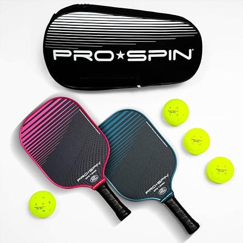 PRO SPIN Carbon Fiber Pickleball Paddles Set of 2 or Single | Lightweight Pickleball Set with Indoor/Outdoor Balls, Bag & Covers – Durable Pickle Ball Paddle Gift for Men, Women & Families thumbnail 8