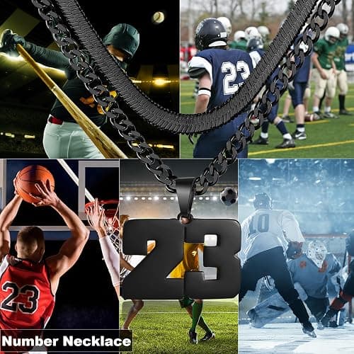 KLIFOWDY Number Necklace for Boys Athlete Kids Number Chain 00-100 Layered Necklace for Men Stainless Steel Number Charm Pendant Baseball Football Basketball Necklaces for Boys Gifts thumbnail 3