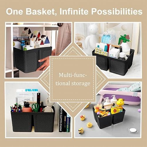 Xuhdukc Shower Caddy Portable and Cleaning Caddy Organizer for Bathroom, Kitchen, Toiletries Storage ，Caddy organizer with handle, Rust-Resistant, Durable Material (Black, 9.36" L×7.73" W×7.24" H) thumbnail 4