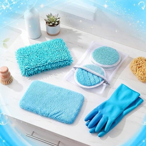 Chicplaid 8 Pack Reusable Microfiber Mop Pads Compatible with Swiffer Sweeper Dry Wet Mop Cloths Washable Refills for Hardwood Laminate Floor Cleaning, 9.84 x 4.53 Inch(Blue) thumbnail 2